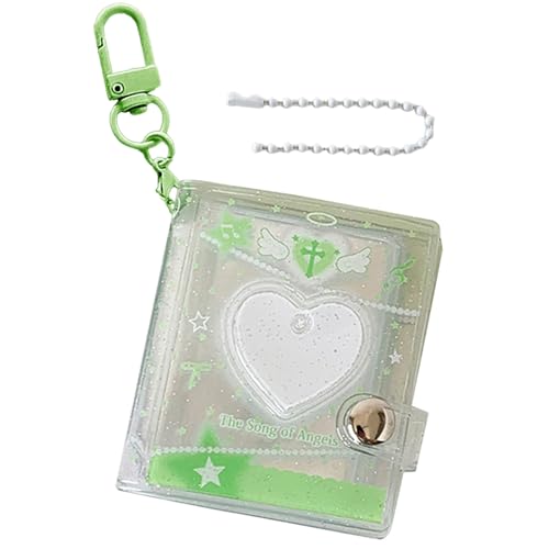 Album nyckelring – hjärtdesign kortsamlingsbok, blank klar bildalbum nyckelring med 24 fickor – för 5 cm bild, bröllop jul resa födelsedag