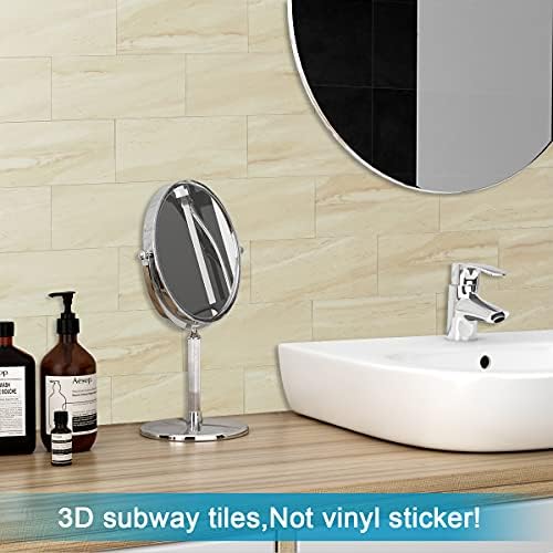 BeNice Tile Stickers Large Self Adhesive Wall Tiles Bathroom Waterproof,Stick on Bathroom Tiles Marble Tiles for Bathroom Walls Stick on Tiles Kitchen Subway Tile(23pcs,Beige)