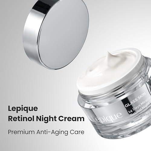 Lepique Retinol Night Cream 50ml - No.1 Korean Premium Overnight Repair Cream for Face and Neck - Collagen, Centella - Anti aging Skin Cream, Moisturizer Face Cream, (Unscented, with Spatula)