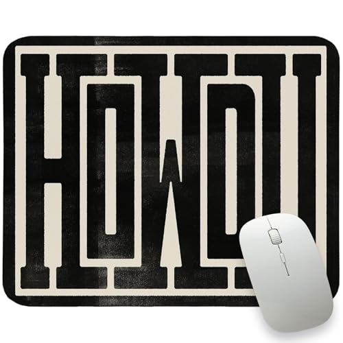 Black Howdy Mouse Pad, Vintage Western Mousepad 10.2x8.2