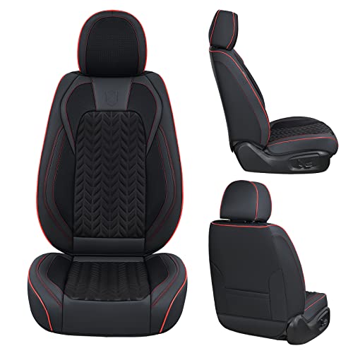 Coverado Seat Covers, Breathable Faux Leather Car Seat Protectors With Embossed Grains, Universal Auto Cushions Full Set, Compatible With Most Cars, Sedans, Suvs And Trucks, Black #TOP4