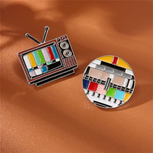 80's Retro Vintage TV Test Card Brooch Badge Television Theme Brooches Nostalgic Classic Piano-like Brooches Punk Enamel Backpack Pins Jacket Clothes Decor Craft Cool Pins Gift for Men Women