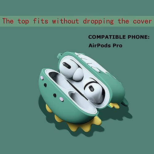 KAKUYI AirPods Pro Case Cover with Keychain, Soft Silicone 3D Cute Cartoon Animal Character Kawaii Fashion Cover Funny Protective Case Compatible for Apple AirPod Pro (Green Dinosaur)