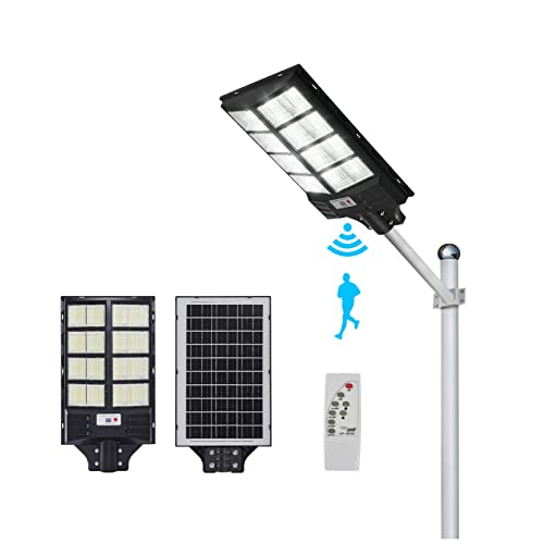 UIkenvoni Solar Outdoor Light Waterproof 1200W, Solar Street LED, Black Lot, Playground, High Powered, Dusk to Dawn, Remoto Control Security Solar Light(1000W)
