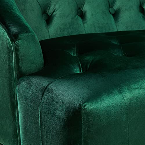Christopher Knight Home Leora Modern Glam Tufted Velvet Wingback Loveseat, Emerald / Dark Brown #TOP2