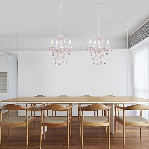 Pink Plug In Chandelier White Chandelier With Pink Crystal Accents Plug In Swag Chandelier 4 Light Crystal Chandelier #TOP2