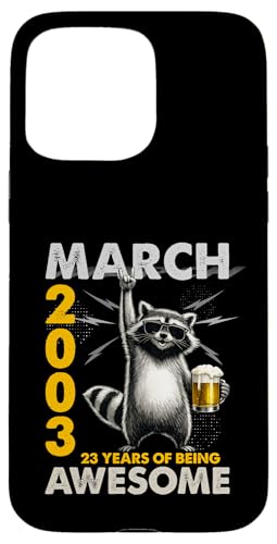 23rd Birthday Raccoon Beer March 2003 Vintage 23 Years Old �X�}�z�P�[�X iPhone 15 Pro Max �p