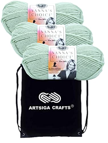 Image of Lion Brand Yarn Vanna'S Choice 860-178 Sea Glass | 3 Skeins, Same Dye Lot, Project Bag, CYC #4 Worsted, 100% Acrylic, Ideal for Crochet, Knitting Blankets, Hats, Scarves