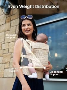 GROWNSY Baby Carrier Newborn to Toddler (7-44lbs), Ergonomic & Cozy Wraps Carrier with One-Click Buckle, Head Support for Hands-Free Comfort, Design for Infant to Toddler, Almond Beige — photo 6 of 6