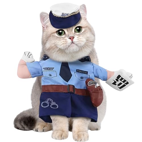 Tedious Uniformes para Mascotas, Disfraz de policía para Perros - Ropa de policía para Perros y Gatos con Sombrero,Suministros para Fiestas temáticas para Mascotas, Disfraz de Halloween para Perros