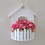 SYQOIU Künstliche gefälschte Blumen Moderne weiße Zaun Wohnzimmer Simulationsblumen, farbige Blumen setzen den Blumenkorb Blumensträuße Dekorationen (Color : Pink)