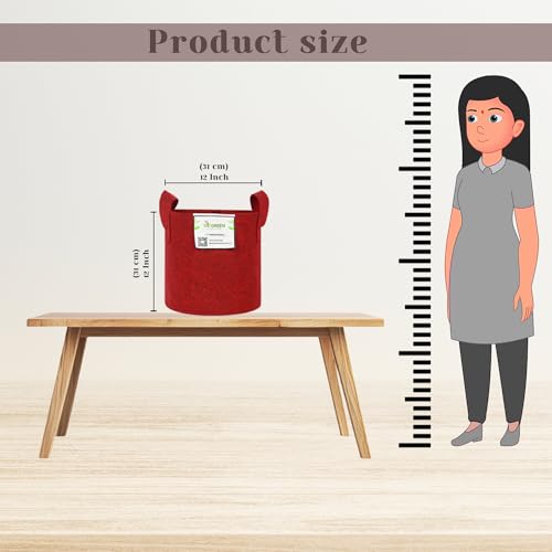 Image of Geo Fabric Grow Bags for Plants 12X12 Inch (Pack of 2) | 400 GSM Heavy Duty UV-Protected Round Maroon Colour Plant Bags for Terrace and Vegetable Gardening | Strong & Reusable|
