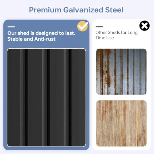 Aoxun Garden Sheds 6x4ft, Metal Shed Bike Tool Shed, Sheds and Outdoor Storage with Lockable Doors & Slooping for Backyard, Patio, Poolside,Black - Image 6