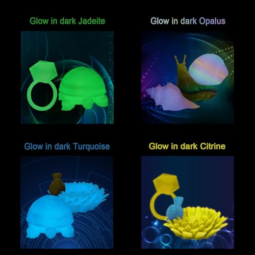 Image of YOUSU 3D Printer Filament Bundle, Glow in The Dark Filament Multicolor, Green, Blue, Yellow and Rainbow PLA Filament 1.75 mm, Dimensional Accuracy + /- 0.03 mm, 250g X 4 Pack