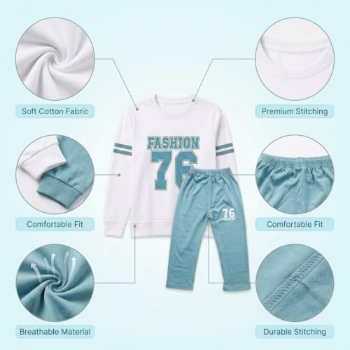Image of NOVA BLOOM Kids Clothes for Boys | Cotton Printed Sweatshirt and Pants Set, Lightweight Breathable Kids Dress Boy Outfit, Comfortable Baby Boy Dress for Summer and Winter Wear