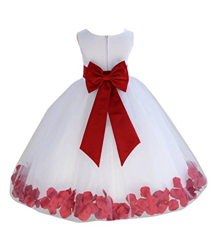 White Tulle Rose Floral Petals Toddler Flower Girl Dresses Bridal Gown 302T 4