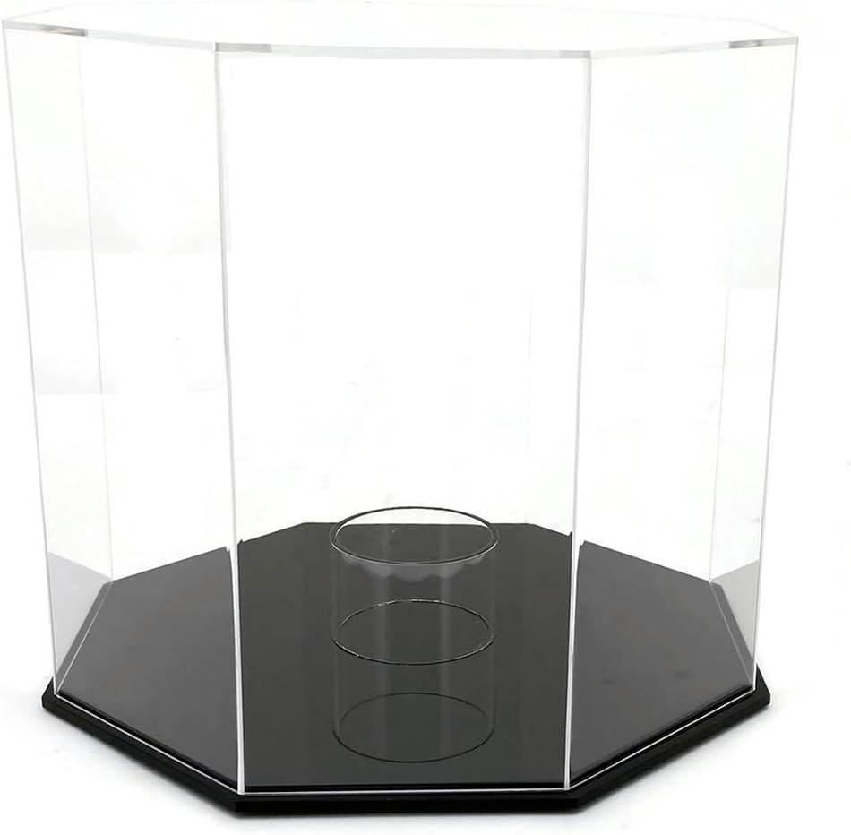 OnDisplay Deluxe Octagon UV-Protected Basketball/Soccer Ball Display Case - Black Base