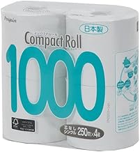 【Case Sale】Toilet Paper Compact Roll, 5 Times More Paper Per Roll, 273.4 yds (250 m), Single Ply, 4 Rolls x 8 Packs, Recycled Paper, Marutomi Paper Manufacturing 2679