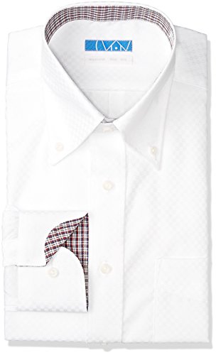 [スマートビズ] ノーアイロン 長袖ワイシャツ 洗って干してそのまま着る 綿100% の優しい着心地 シンプルがかっこいい シーンを選ばないデザイン 超形態安定 EATO22 メンズ 13 ホワイト(衿裏レッドチェック) 首回り37cm裄丈80cm