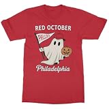 Philly October Playoff Run - Ghost Halloween Fans Unisex T-Shirt (Red, X-Large)