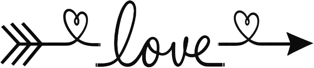 Vinyl Wall Decal, Love and Arrow Pattern Wall Sticker, Romantic Graphic Wall Art Decor for Bedroom Wedding Venue Engagement Party Newlywed Room, Removable Wall Mural 22" L x 6" W — 사진 1