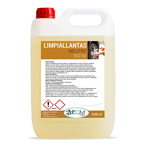 EQM SOLUCIONES QUIMICAS | ECO-101 | 5 L | Limpia Llantas Profesional Neutro | Elimina la Suciedad sin Esfuerzo | Todo Tipo de Llantas | Potente y Seguro Cover