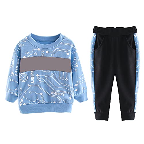 Conjunto de Moletom Infantil de 2 Peças, Pulôver Com Estampa de Letras, Ecológico para Meninos para