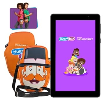 Tablet Infantil Positivo Vision TAB 7 Mundo Bita - Octa-Core 3GB RAM 64GB Armazenamento, Tela 7” IPS, Bateria 3100mAh, Android 14 Go, Wi-fi - Preto - Inclui 2 itens de proteção (capa e bolsa)