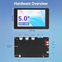 ELECROW ESP32 Display 800×480, 5 Zoll HMI ESP32 RGB TFT LCD Touchscreen mit Acrylgehäuse, 32-Bit LX6 Dual-Core-Prozessor, bis zu 240 MHz, kompatibel mit Arduino, LVGL, PlatformIO, MicroPython – Ansicht 3