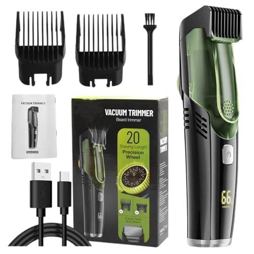 Vacuum Beard Trimmer, Waterproof Facial Clipper, Rechargeable Grooming Razor, Comb Attachment Feature, Ideal for Mustache Sideburns, Portable Shaver for Men Travel Use