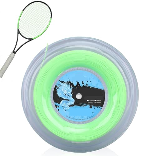 HERCHR Tennis String Reel 200m, Tennis Strings Polyester Tennis Racket String Reel Fluorescent Green Tennis Racquet Stringing Tools for Power and Control