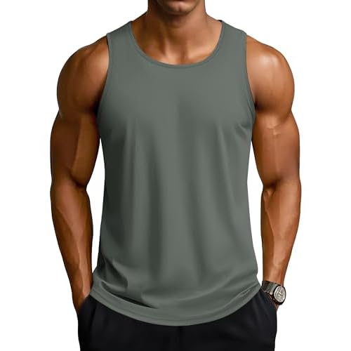 TACVASEN Men's Workout Tank Tops Sleeveless UPF 50+ Summer Sun Shirts Quick Dry for Running Swim Gym Beach