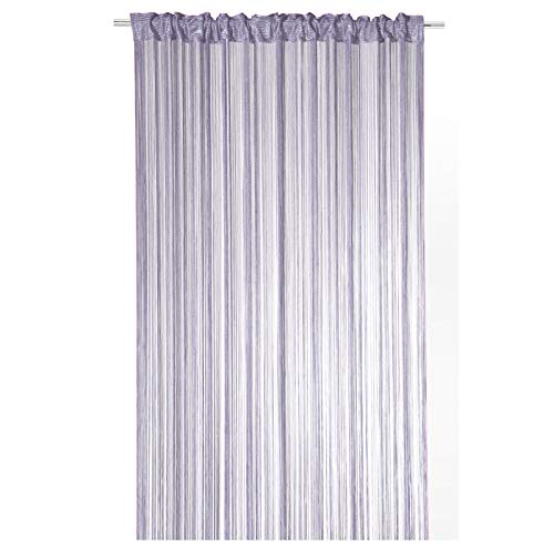 Heimtexland Type 121 Rideau de fils de qualité supérieure avec bande passe-tringle Peut être raccourci Certifié Ökotex Différentes couleurs et tailles au choix, Polyester, argenté, H 245 x L 95 cm Cover