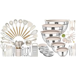 Umite Chef 34pcs Kitchen Utensil Set and 26pcs Mixing Bowls with Lids Set