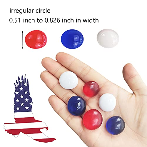 Aflyu 90 Pieces Red Blue White Glass Gemstone Beads Patriotic Vase Fillers Stone Independence Day Bowl Filler Gems Flat Marble Beads Glass Gem Pebbles For Home Decoration (Color A) #TOP1