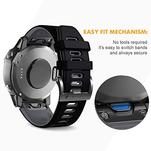 NotoCity Strap for Fenix 5x/6x/7x, 26mm Silicone Strap for Fenix 5x Plus/6x Pro/7x Pro/Fenix 3/HR, Descent MK1/2/3 - Image 3