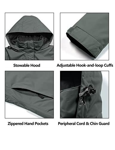 Little Donkey Andy Women's Waterproof Rain Jacket Outdoor Trench Raincoat With Hood Lightweight Rain Shell For Hiking, Travel Gray Xl #TOP4