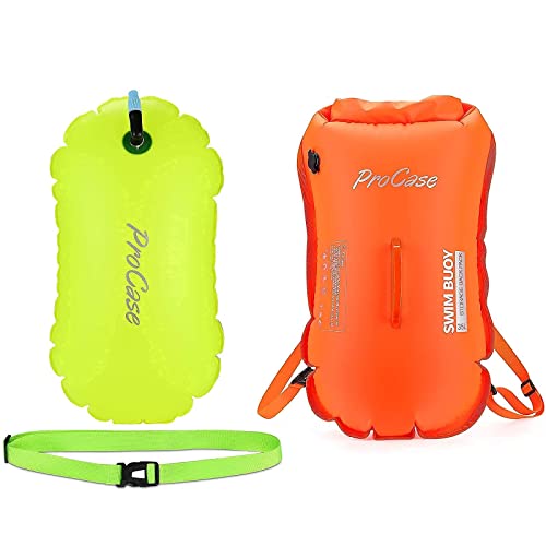 ProCase Swimming Bubble Safety Float with Adjustable Waist Belt Bundle with 35L Waterproof Swim Buoy Backpack