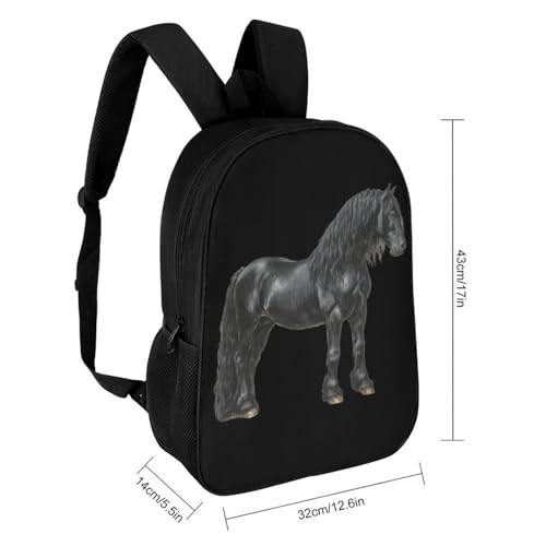 Black Horse Classic 17 Inch Backpack Travel Daypack Casual Shoulder Bag with Adjustable Strap for Men Women2