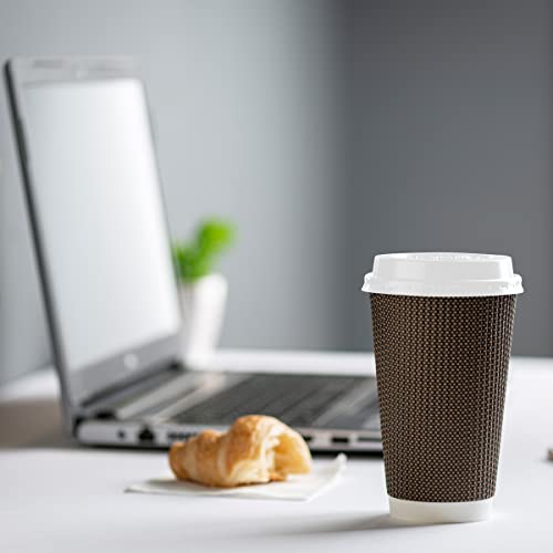 image for GUSTO [100 Count] Disposable Plastic Dome Lids for 10, 12, 16, & 20 oz