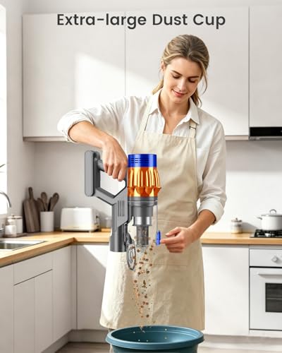 Image of Cordless Stick Vacuum Cleaner, 650W 55KPA Up to 70Min Runtime, Green Light Anti-Tangle Brush, 7-Stage HEPA Filtration, Lightweight for Pet Hair Carpet Hard Floors (Blue)