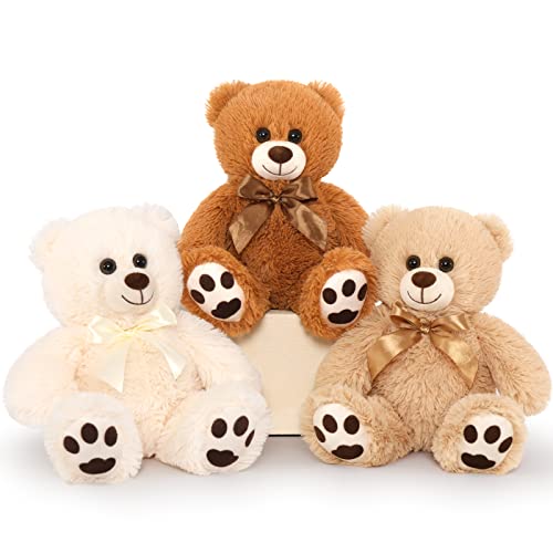 MorisMos Bulk Teddy Bears for Kids, 3-Pack Teddy Bear Stuffed Animals Bulk for Baby Shower, 14'' Teddy Bears Bulk,Soft Stuffed Bear Stuffed Animal Wholesale for Valentine's Gift Birthday Party Favors