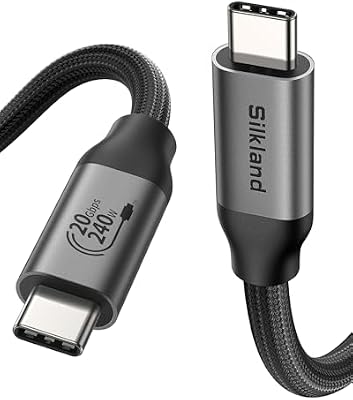 Silkland Cable USB4 Thunderbolt 4 5m, Transferencia de Datos de 20Gbps, 5K/4K a 60Hz, Carga Rápida de 240W, Compatible con Thunderbolt 4/3, MacBook, DELL XPS, Surface Pro, Auriculares VR