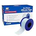 Silicone Surgical Tape 1" x 4yd (4 Rolls),Medical Tape for Sensitive Skin,Surgical Tape Pain-Free Removal Hypoallergenic Repositionable Adhesive Tape for Dressings,Face,First Aid