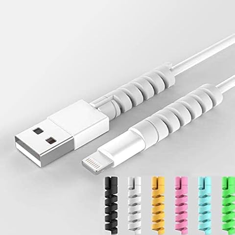 WEDAWN 30 Pack Charger Cable Saver, Silicone Flexible Cord Protector, Cable Mouse Cable Wire Protector Compatible for iPhone, iPad, iPod, MacBook (Black, Pink, Grey,Yellow,Blue, Green) Cover