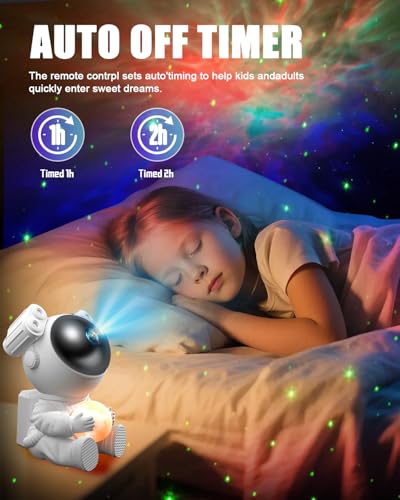 Sternenhimmel Projektor mit Mondlampe, LED Astronaut Nachtlicht für Kinder & Erwachsene Mit Fernbedienung, Ideal als Weihnachts & Geburtstagsgeschenk für Schlafzimmer, Kinderzimmer & Party - Mini