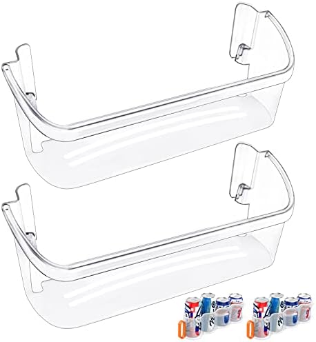 [2 PACK] UPGRADED 242126602 Refrigerator Door Bin Shelf Replacement For Frigidaire Electrolux Refrigerator Door Shelf - Side Shelf Rack Parts AP6278233 PS12364199 4547407, Bottom 2 Replacement Shelves