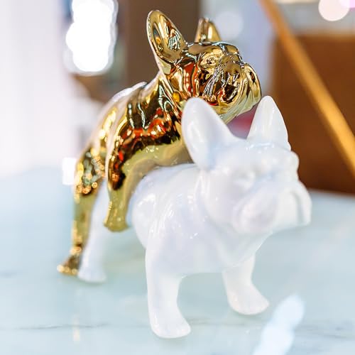 Figurine Chien Porcelaine Blanc/Or 20 cm Kare Design