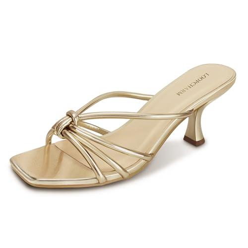 Women's Strappy Square Open Toe Kitten Heels Sandals Knotted