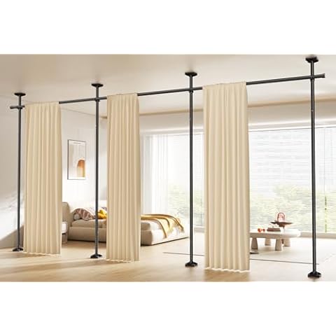 SUNALLY Adjustable No-Drill Room Divider Curtain Rod Cover